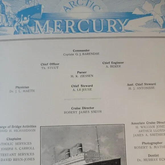 1938 T.S.S. Rotterdam North Cape Russia Cuise Itenerary Ship's Program Journal